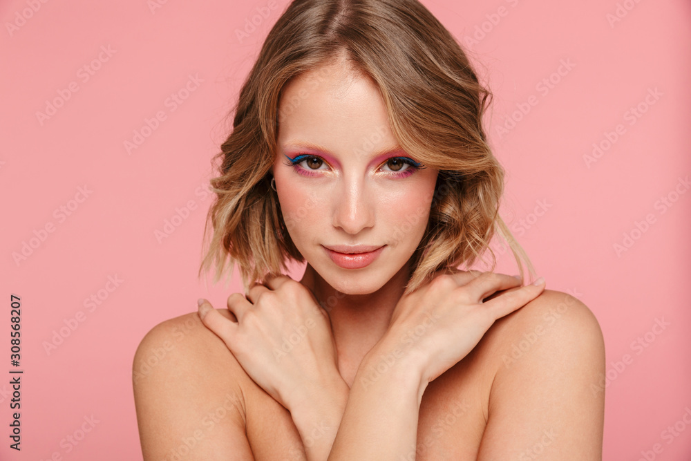 Close up beauty portrait of an attractive young blonde topless woman Close up beauty portrait of an attractive young blonde topless woman