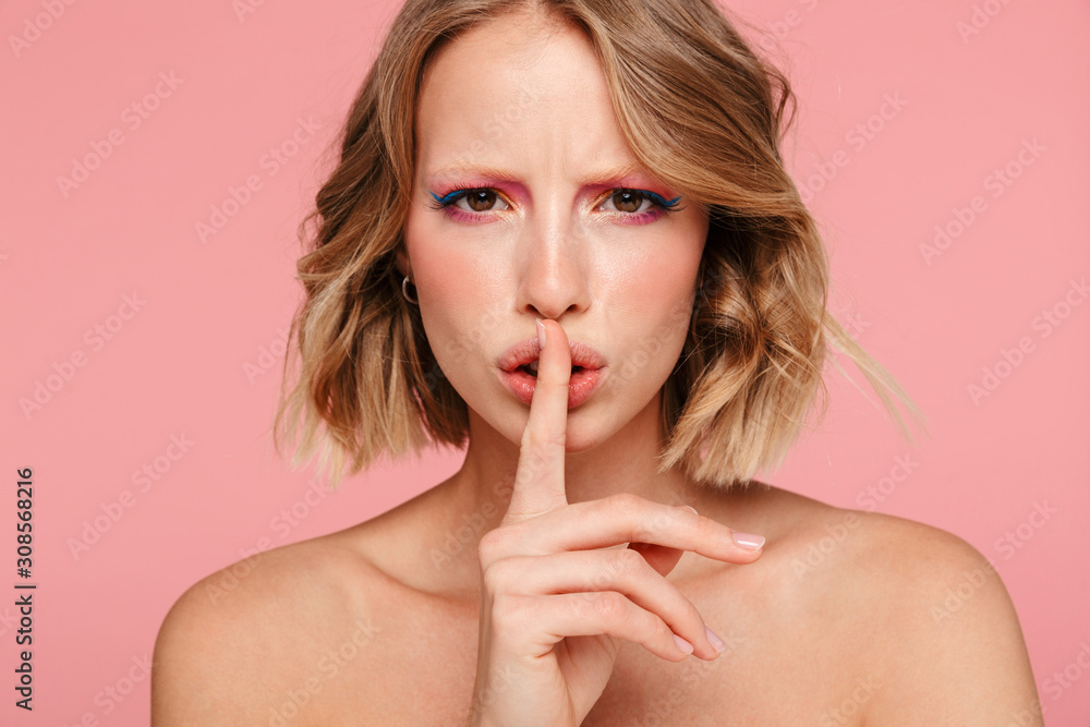 Close up beauty portrait of an attractive young blonde topless woman Close up beauty portrait of an attractive young blonde topless woman