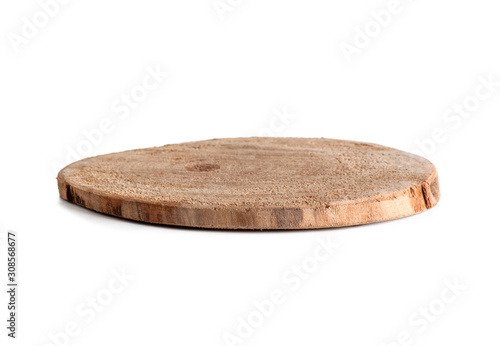 round stand, background  wood, close-up isolated on white background