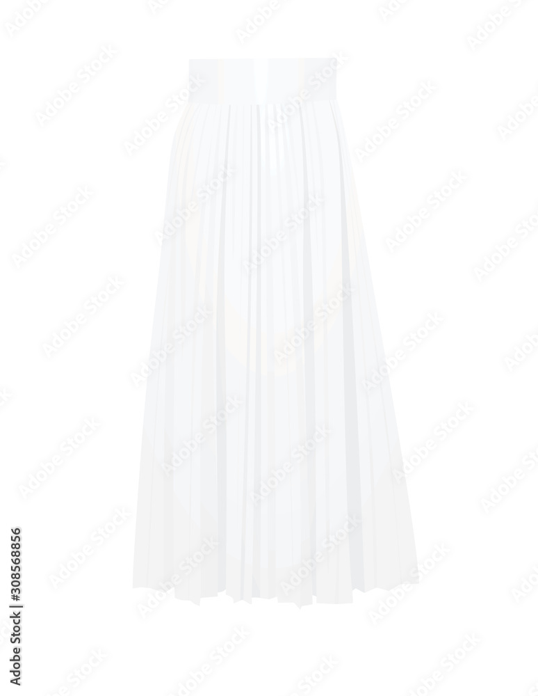 White pleated skirt. vector illustration