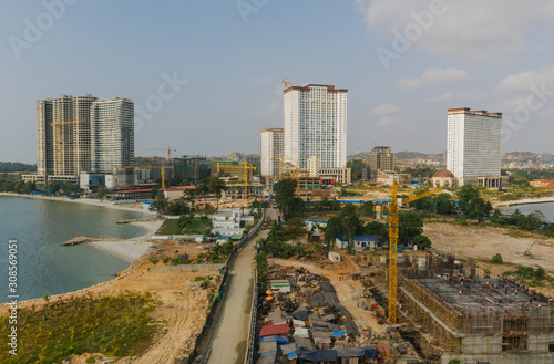 Hotels Construction site in Sihanoukville Drone shot