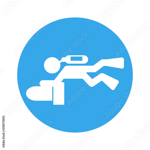 scuba scooter round icon
