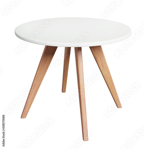 Round table isolated on white background with clipping path included. 3D render image. photo