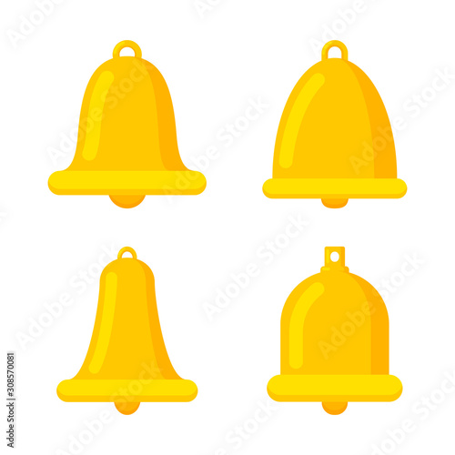 Set of bell icons isolated on white background photo
