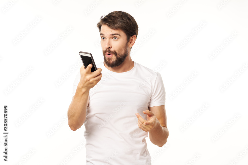 young man with mobile phone young man with mobile phone