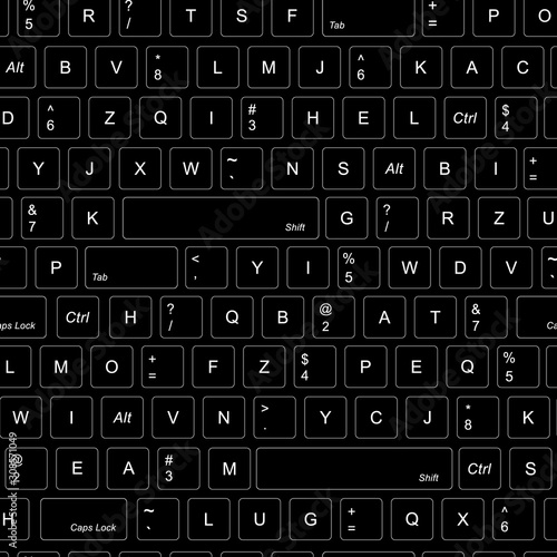 computer keyboard background seamless. Abstract vector pattern texture seamless background. Black and White buttons, keyboard.