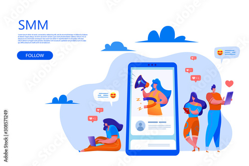 Vector flat social media, blog management concept