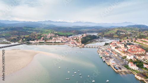 aerial view of san vicente de la barquera town, Spain photo