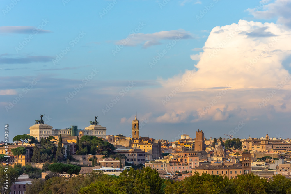  Aerial view of Rome city from Janiculum hill