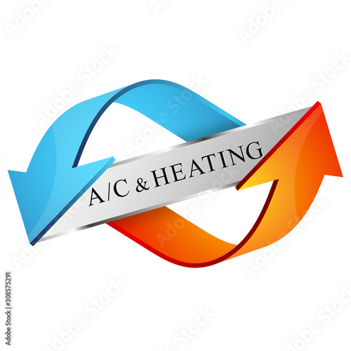 Air conditioning and heating arrows blue and red symbol