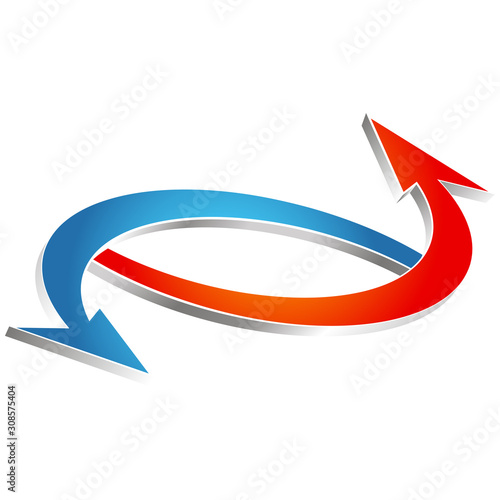 Arrows blue red heating and air conditioning symbol for business