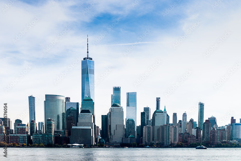 New York City skyline and Downtown Manhattan from Jersey City