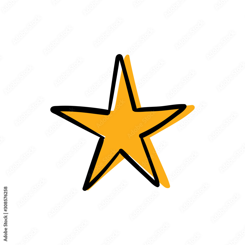 Obraz premium Star doodle icon. Hand drawn illustration.