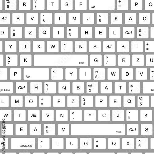 computer keyboard background seamless. Abstract vector pattern texture seamless background. Black and White buttons, keyboard.