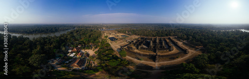 Angkor Wat Temple in Cambodia, 360 VR panorama drone shot