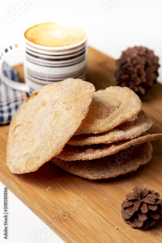 homemade Christmas fritters with coffee