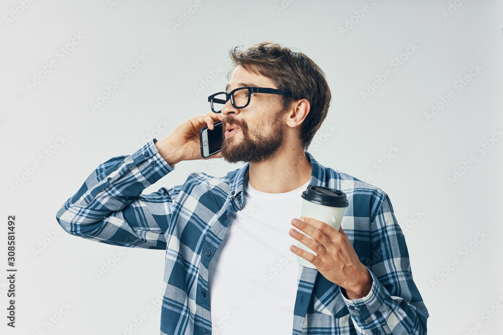 young man with mobile phone young man with mobile phone