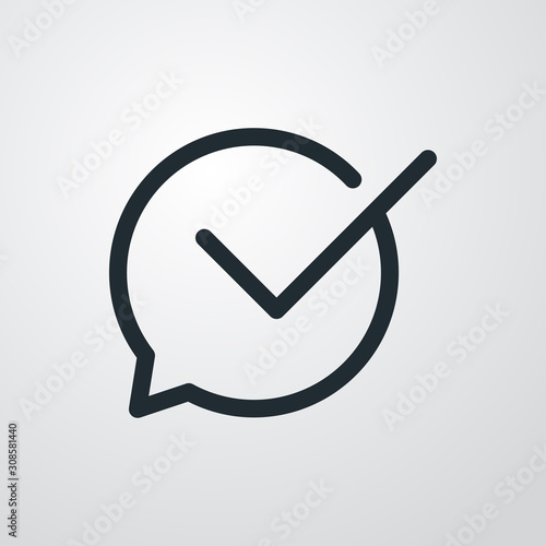 Icono plano lineal tilde en burbuja de habla en fondo gris