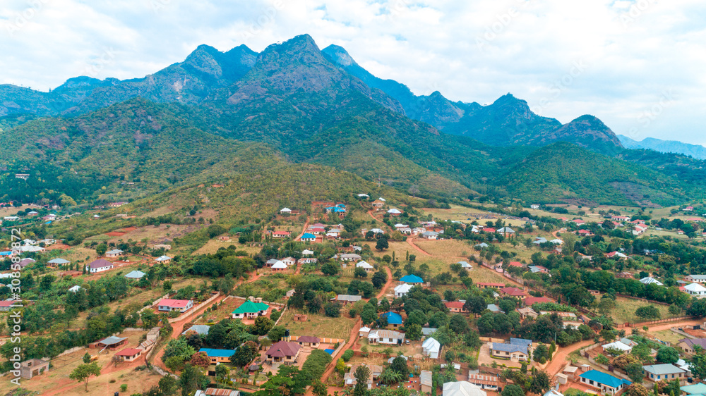 Aerial view of the mount Uluguru in Morogoro.