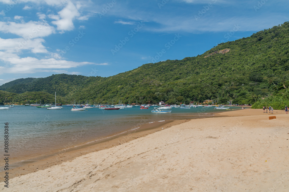 Boats at the coast of Ilha Grande island, Brazil, South America