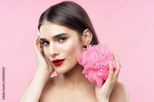 Bild auf Leinwand beautiful woman bare shoulders clean skin