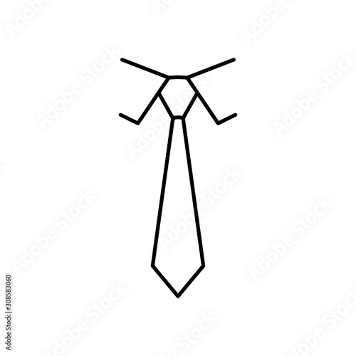 Icono plano lineal corbata y cuello camisa en color negro