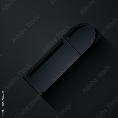 Paper cut Bullet icon isolated on black background. Paper art style. Vector Illustration