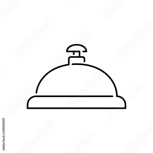 Icono plano lineal campana de recepción de hotel en color negro