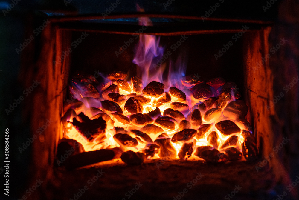 Fire burning at the camp ground during the Holyday