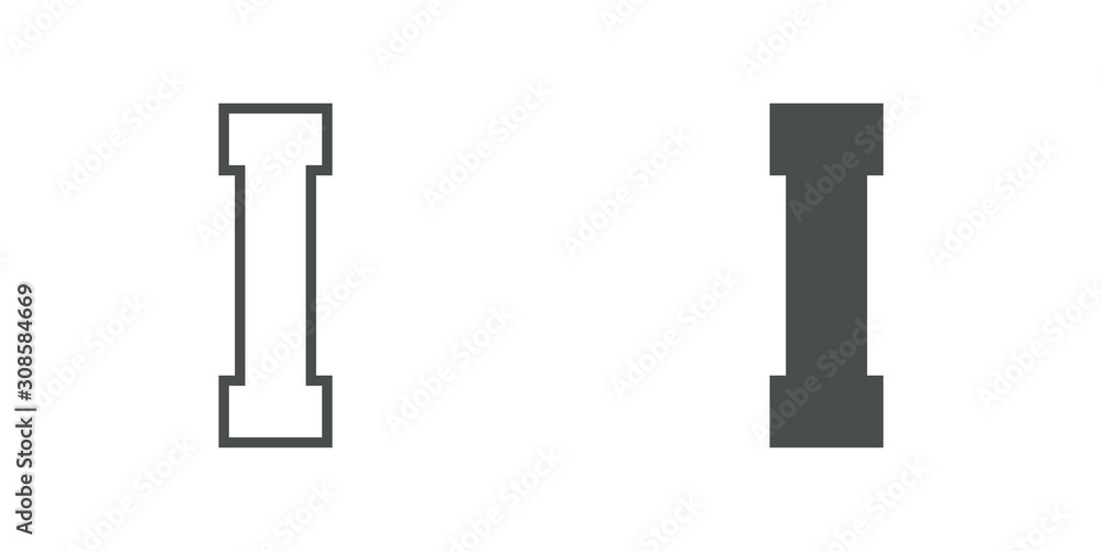 Logotipo letra I de bloques estilo contorno y estilo relleno en color gris Logotipo letra I de bloques estilo contorno y estilo relleno en color gris
