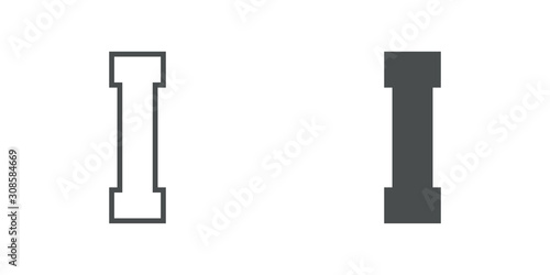 Logotipo letra I de bloques estilo contorno y estilo relleno en color gris