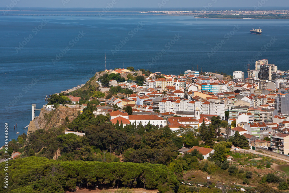 View on Taxo river and historical center of Lisbon