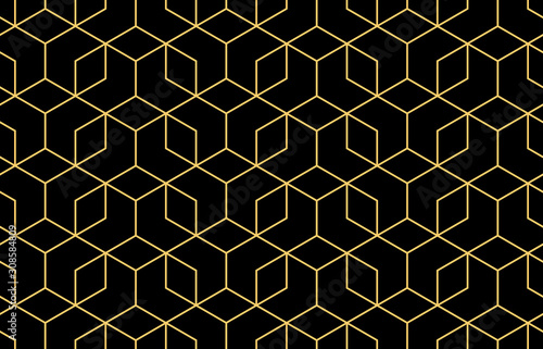 The geometric pattern with lines. Seamless vector background. Gold and black texture. Graphic modern pattern. Simple lattice graphic design