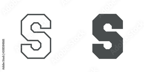 Logotipo letra S de bloques estilo contorno y estilo relleno en color gris