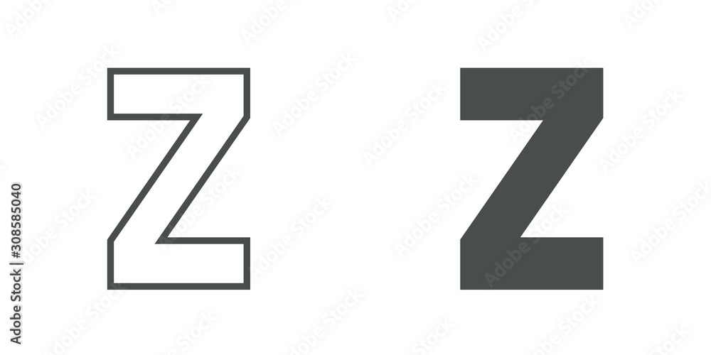Logotipo letra Z de bloques estilo contorno y estilo relleno en color gris Logotipo letra Z de bloques estilo contorno y estilo relleno en color gris
