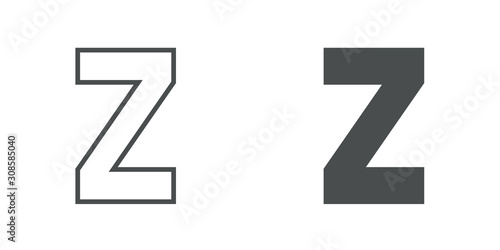 Logotipo letra Z de bloques estilo contorno y estilo relleno en color gris