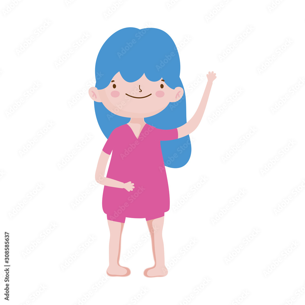cute little girl happy cartoon character