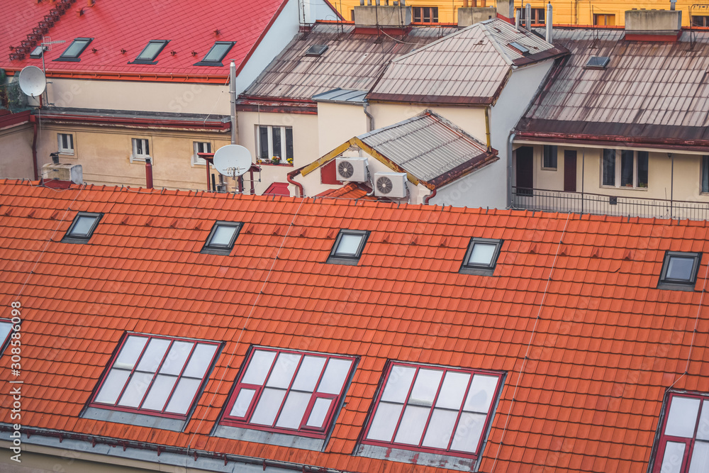 View of roofs, Prague, Czech Republic