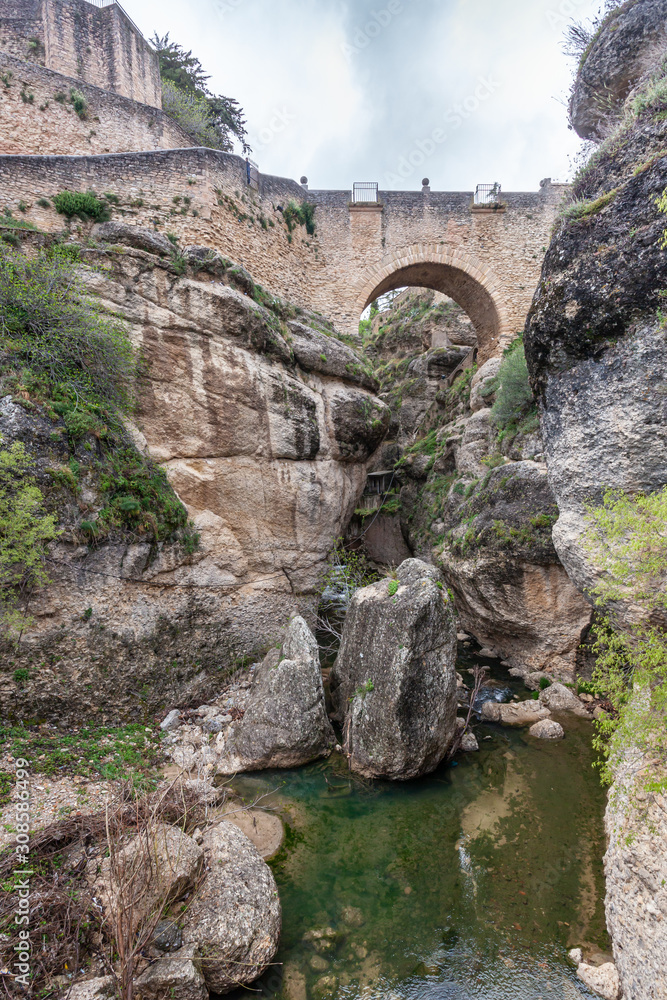 Puente Viejo from beneath in Ronda Spain