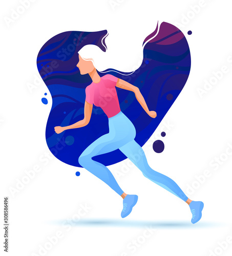 Running woman abstract vector illustration