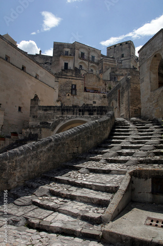 Matera  Italy - 07 16 2017  The historic center of the city of Matera  which is included in the UNESCO World Heritage List.