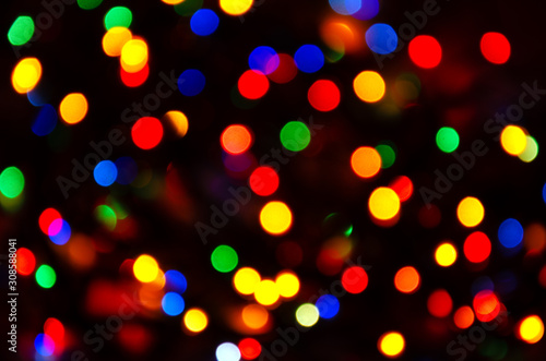 Colorful bokeh on black abstract background
