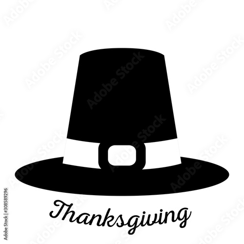 Silhouette of a pilgrim hat. Thanksgiving season - Vector illustration