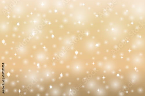 Soft gold vector background with snow and stars - pattern design element.
