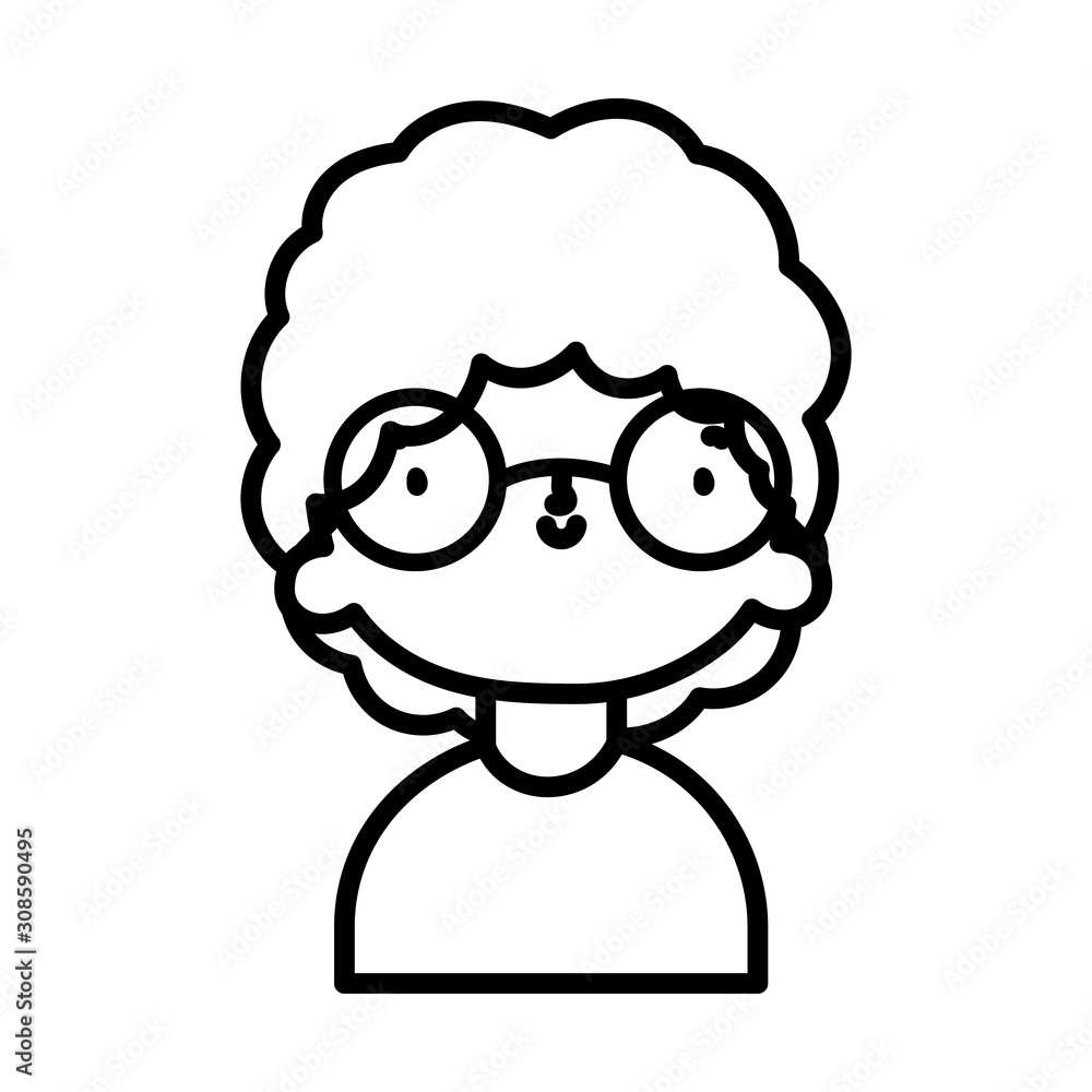 cute little boy cartoon character portrait thick line cute little boy cartoon character portrait thick line