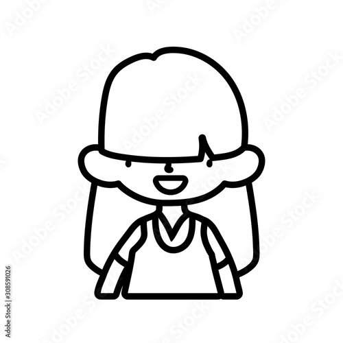 cute little girl happy cartoon character thick line