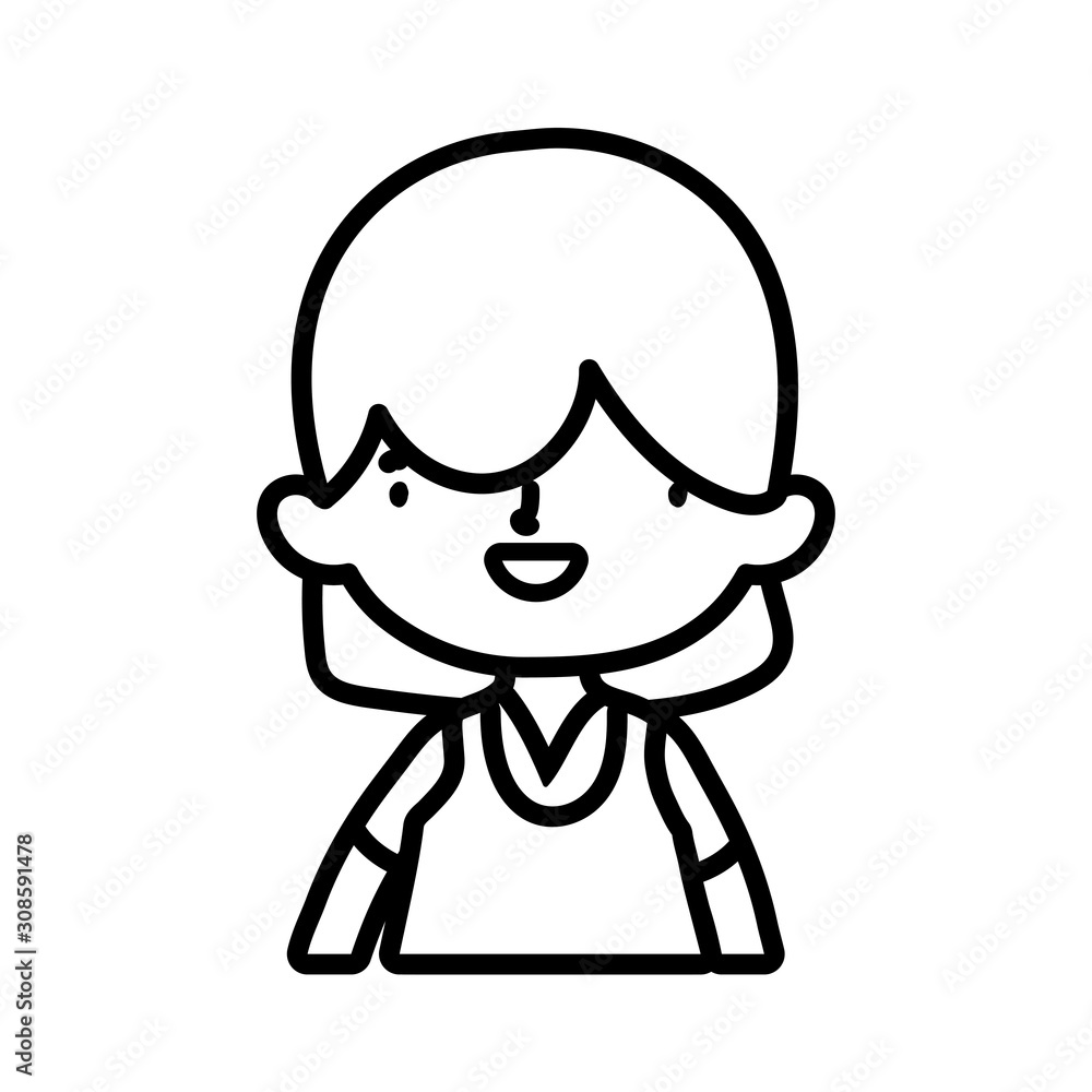 cute little boy cartoon character portrait thick line cute little boy cartoon character portrait thick line