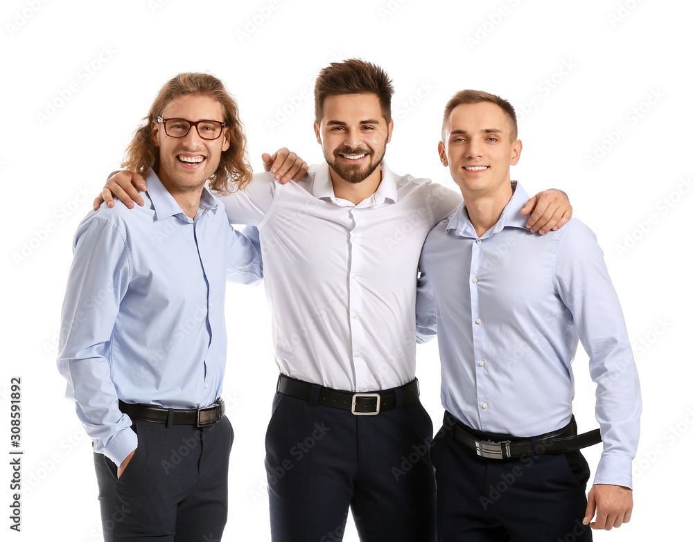 Group of friends in formal clothes on white background Group of friends in formal clothes on white background