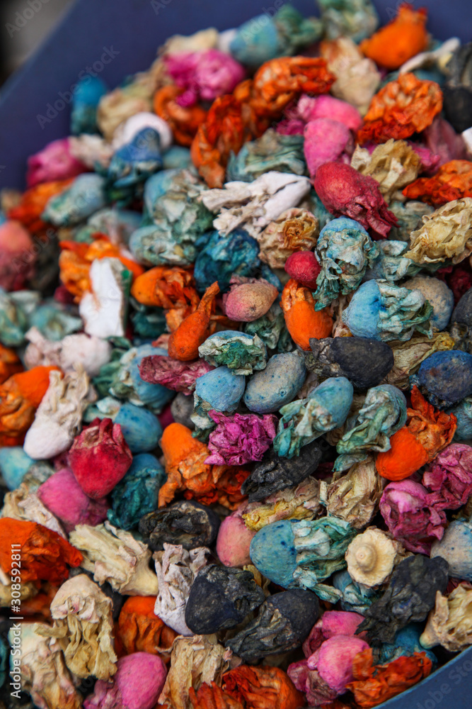 A potpourri of dried colourful flowers A potpourri of dried colourful flowers