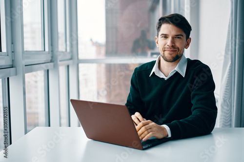 businessman working on laptop in office
